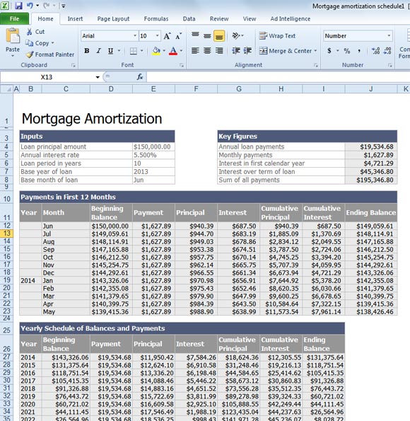 Amortization Chart Excel Download