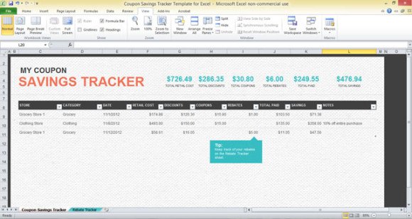 Coupon tracking excel spreadsheet