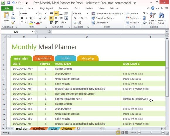 Excel Nutrition Template Excel Templates