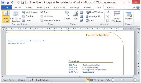 Creating A Event Program In Word
