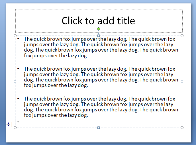 Example of Random text added into a PowerPoint presentation