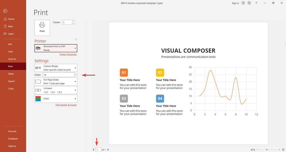 Print a Single Slide in PowerPoint to PDF Format