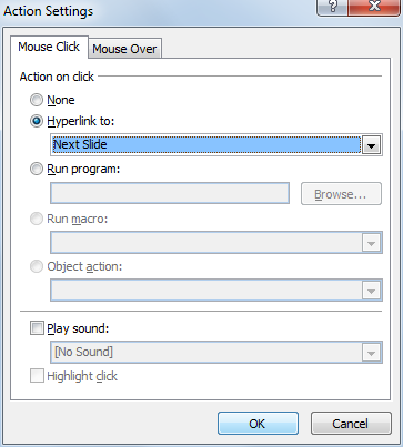Actions and links in PowerPoint