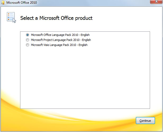 Installing Microsoft Office 2010 Language Pack (English)