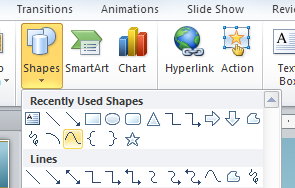 Curve shape in PowerPoint to draw curved lines in your slides