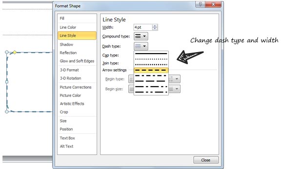 Dash Type PowerPoint Rectangle with Border