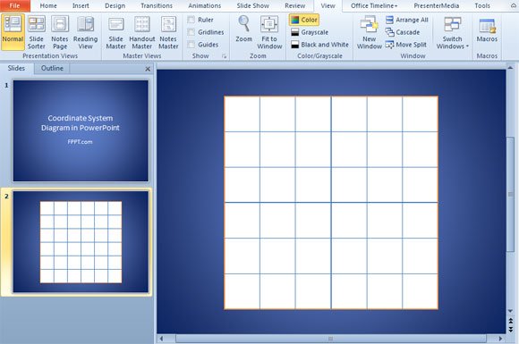 2D Coordinate System in PowerPoint using Shapes - Example of coordinate plane.