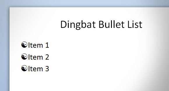 Using Dingbats in PowerPoint