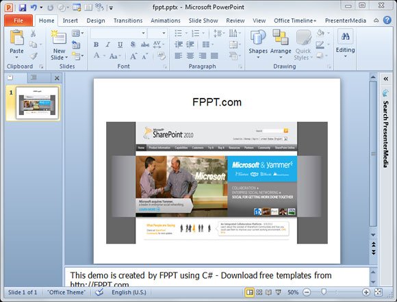 create powerpoint from c#