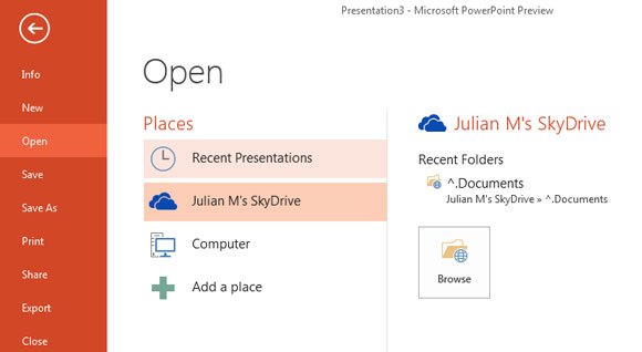 Open PowerPoint in Office 2013