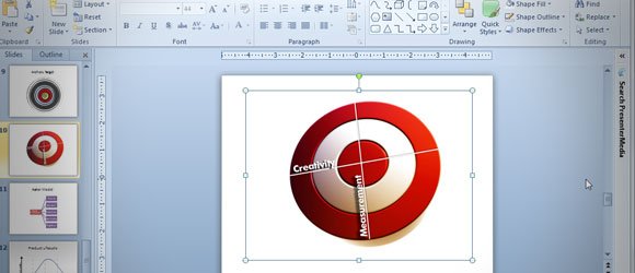 Drawing an Bullseye in PowerPoint  using Shapes to represent business goals examples