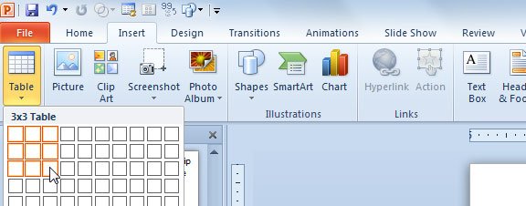 Example how to add an Algebra matrix in PowerPoint using tables.