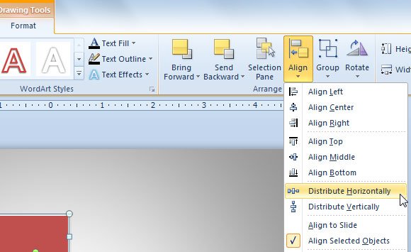 Distribute shapes horizontally in PowerPoint