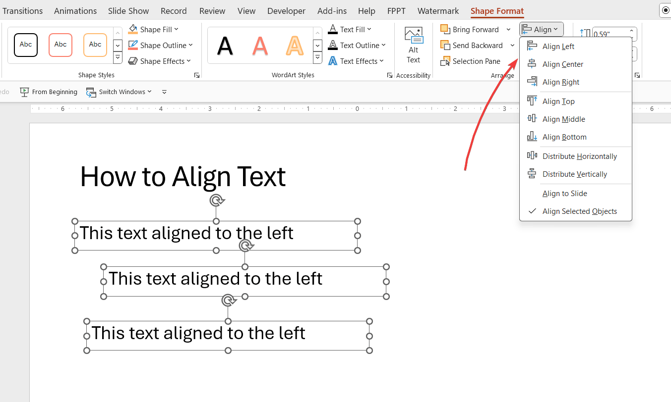 How to Align Text Horizontally in PowerPoint