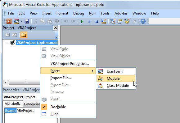 Adding a new Module in PowerPoint to use as PowerPoint Macros