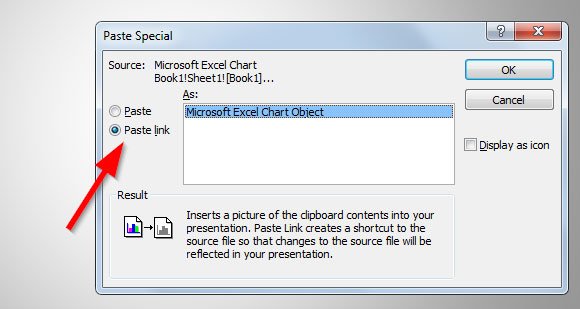 Using Paste Special to paste an Excel Chart in PowerPoint
