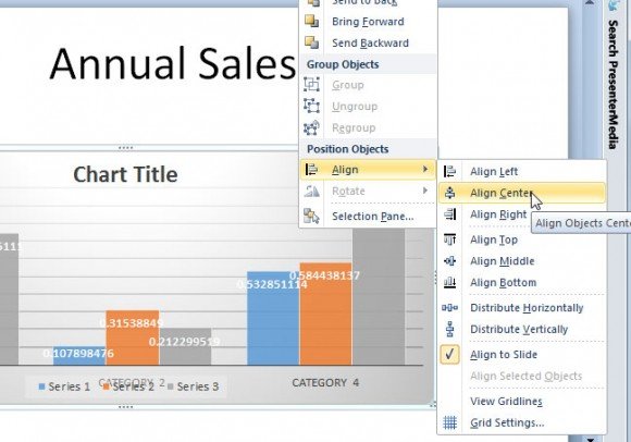 Align a Chart to the Center of a PowerPoint Slide