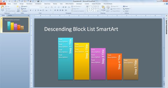 Simple Block lists PowerPoint Template created with SmartArt.