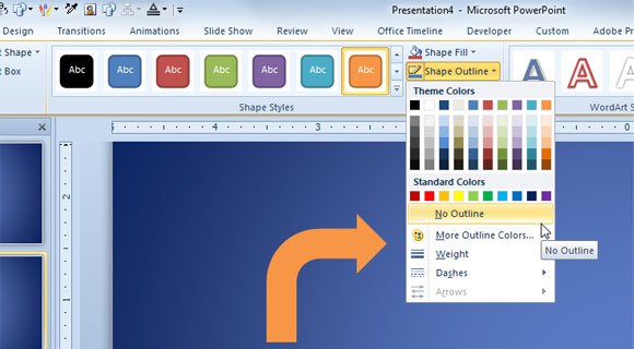 Branched Arrow Shape in PowerPoint presentations