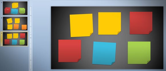 Example of colorful sticky notes in PowerPoint (100% editable templates)