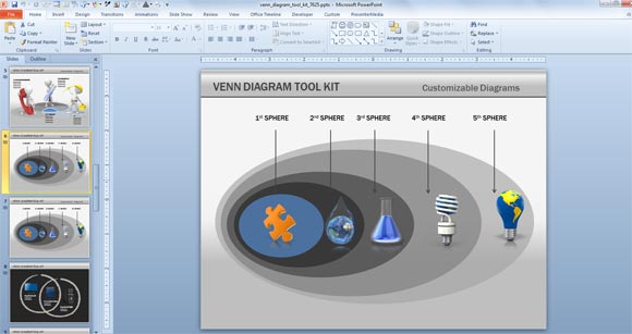 Venn Diagram Toolkit design with 5 levels