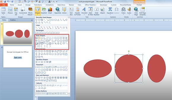 Circle or Oval shapes in PowerPoint
