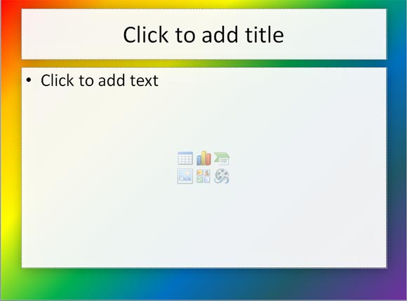 Example of Rainbow PPT template (free download) with the colors of a rainbow in the background of the presentation slide