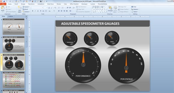 Example of Adjustable Speedometer Gauges for PowerPoint