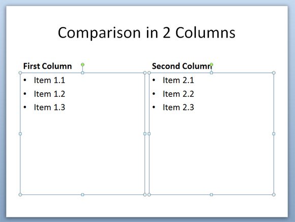 Two content layout - 2 Columns Slide Layout in PowerPoint