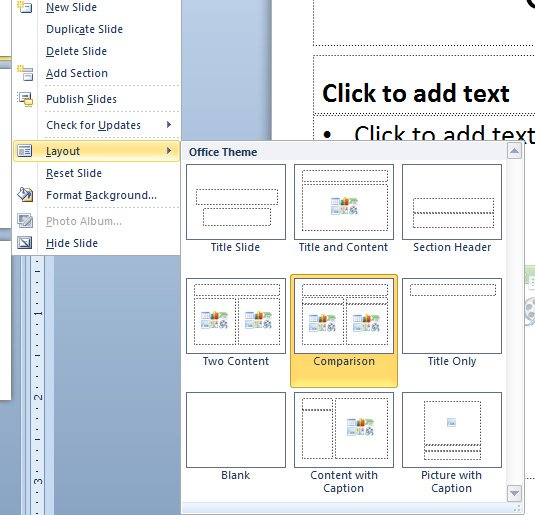 how to split a powerpoint slide into 2 columns
