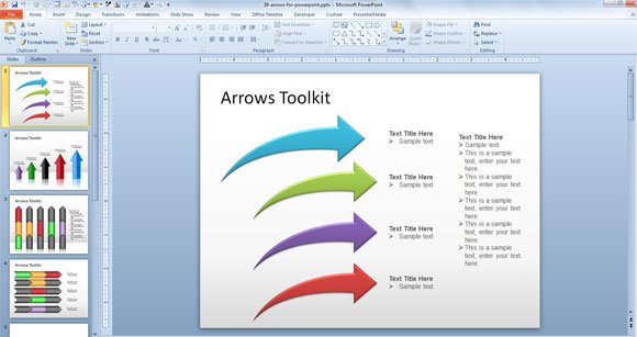 Free curved arrow PowerPoint PPT templates (free download)