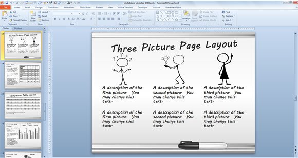 Symbol PowerPoint template with whiteboard drawings in a PowerPoint presentation