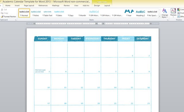Academic Calendar Template For Word 2013