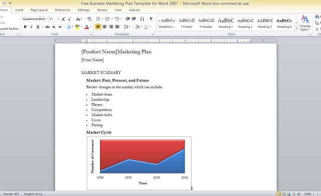 Free Business Marketing Plan Template For Word 2007
