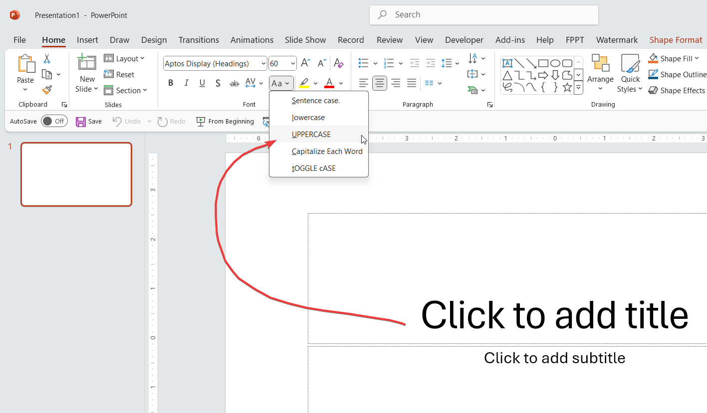 How to change case in PowerPoint