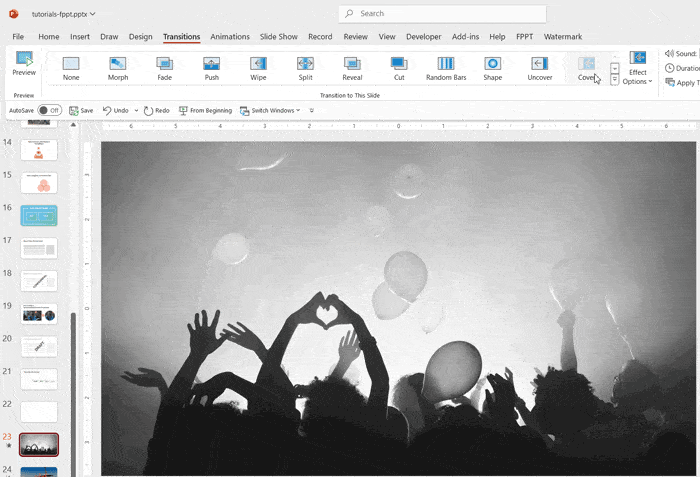 Cover & Uncover Transition Effects in PowerPoint
