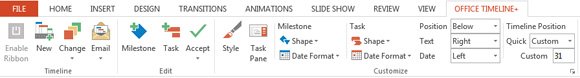 Office Timeline Timeline toolbar