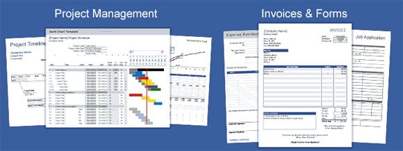 Example of Project Management templates & Invoices by Vertex42