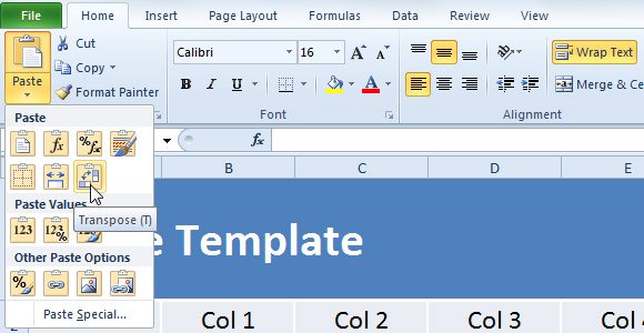 How to transpose table in PowerPoint with Excel