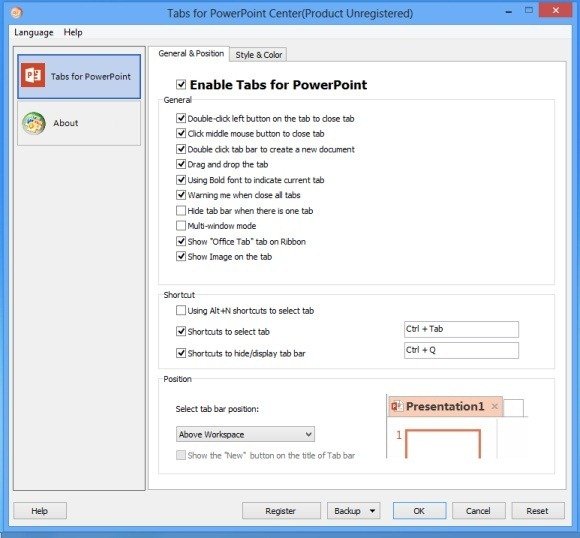 General And Position Settings