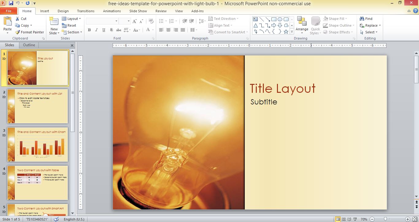Free Powerpoint Templates Using Light Free Ideas Template For PowerPoint With Light Bulb