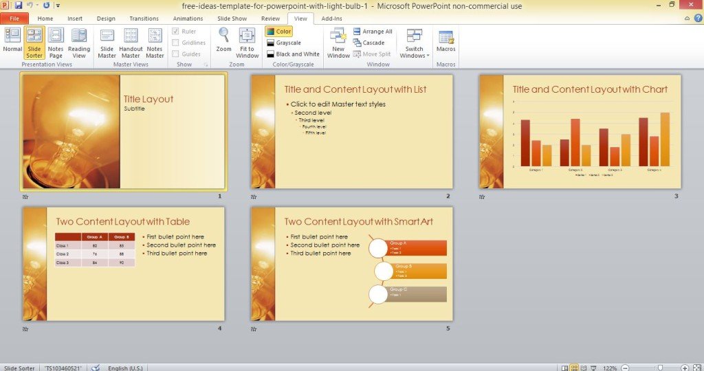 Microsoft Powerpoint Topics Free Ideas Template For PowerPoint With Light Bulb