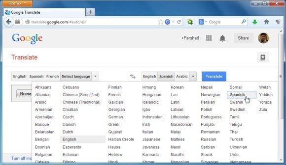 Select a Language To Translate Document