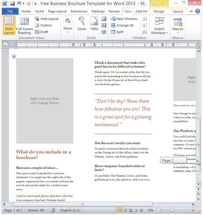 Image 6 for Word 2013 Brochure Template