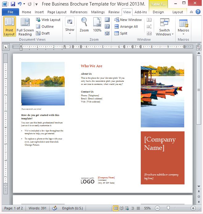 Image 5 for Word 2013 Brochure Template