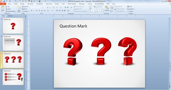 Question Marks in a PowerPoint slide - Example of three questions image for PowerPoint