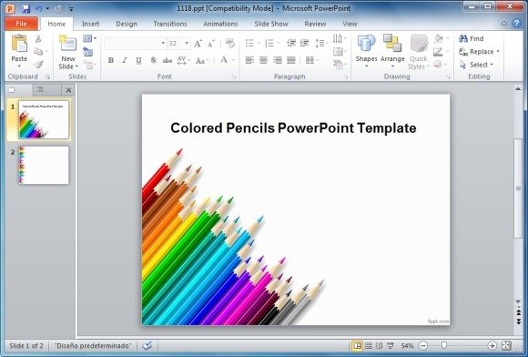 Colored Pencils PowerPoint Template with white background