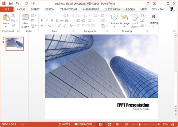 Business Cloud Skyscraper PowerPoint Template