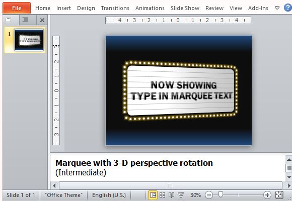 Insert 3D Marquee Slide to any Movie-Themed Presentation