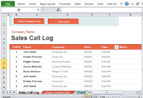 Log Calls and Notes for Each Sales Call Made